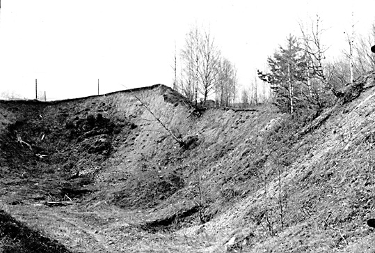 Gravfältsområdet, omedelbart norr om Ströbohög, före renoveringen 1937, i Köping.