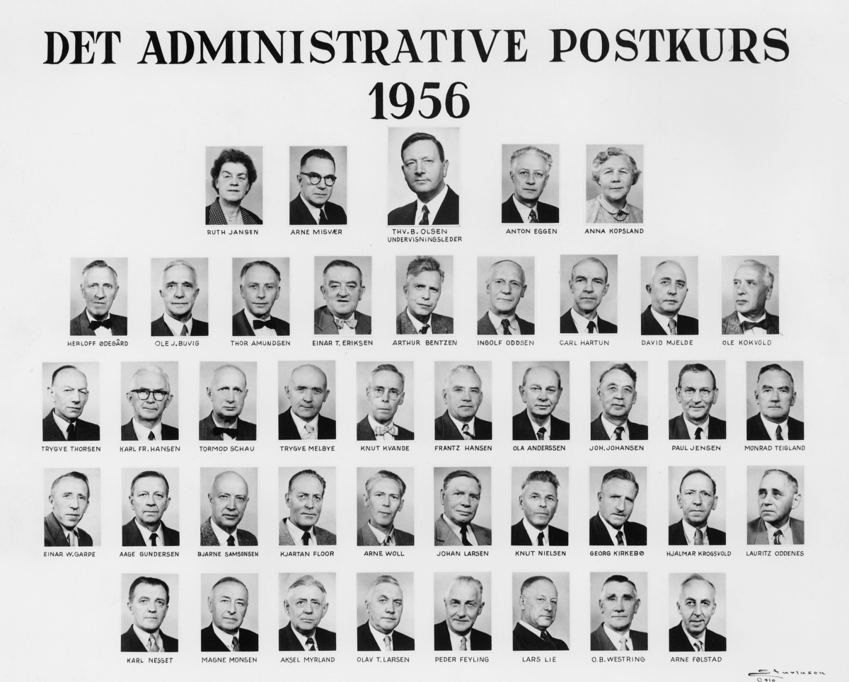 gruppebilde, det administrative postkurs 1956