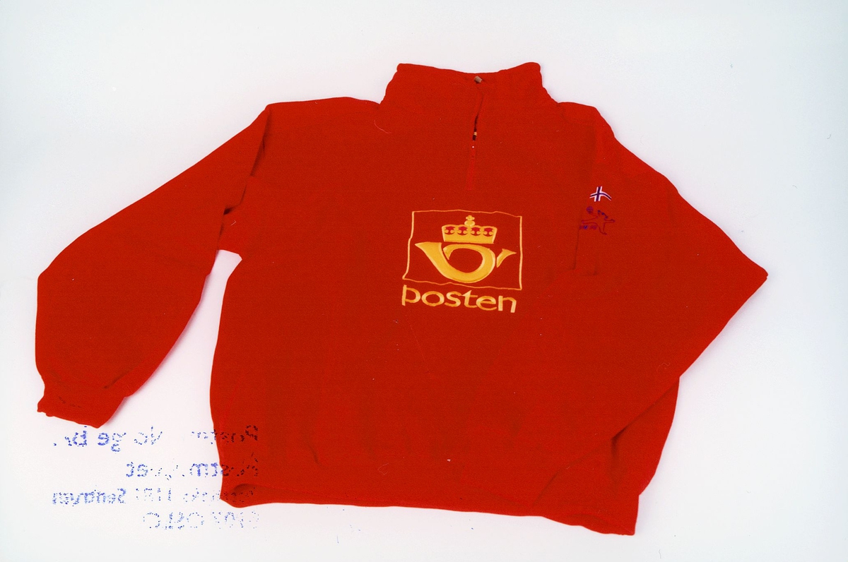 Postmuseet, gjenstander, profilklær, genser, Postens logo, laget til håndball VM kvinner 1999.