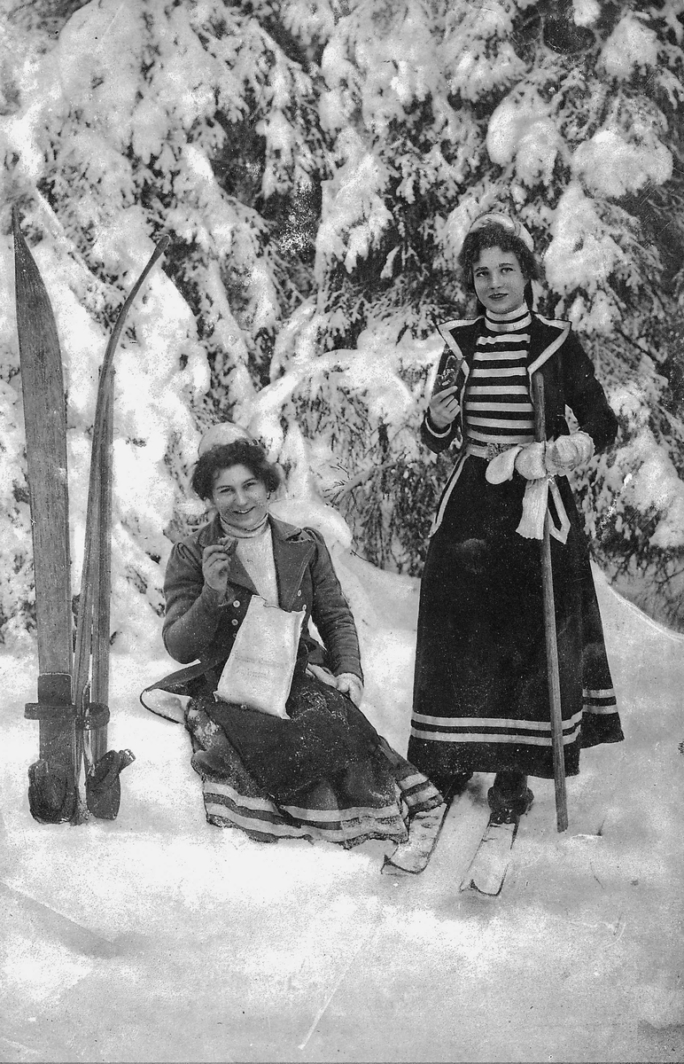 To damer på ski, vinter