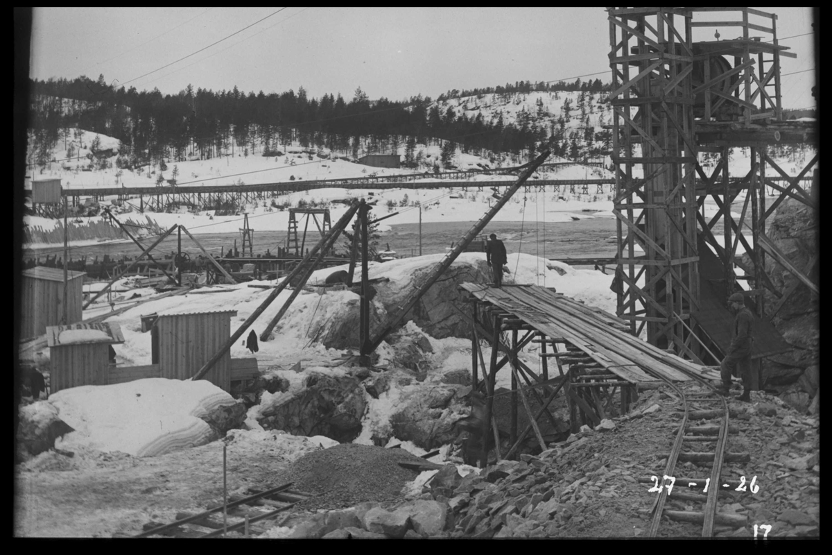 Arendal Fossekompani i begynnelsen av 1900-tallet
CD merket 0565, Bilde: 40
Sted: Flaten
Beskrivelse: Bygging av dam