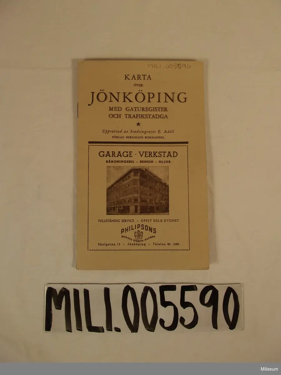 Karta, Jönköping 1938. Skala 1:10000.
Ritad av Einar Adéll.