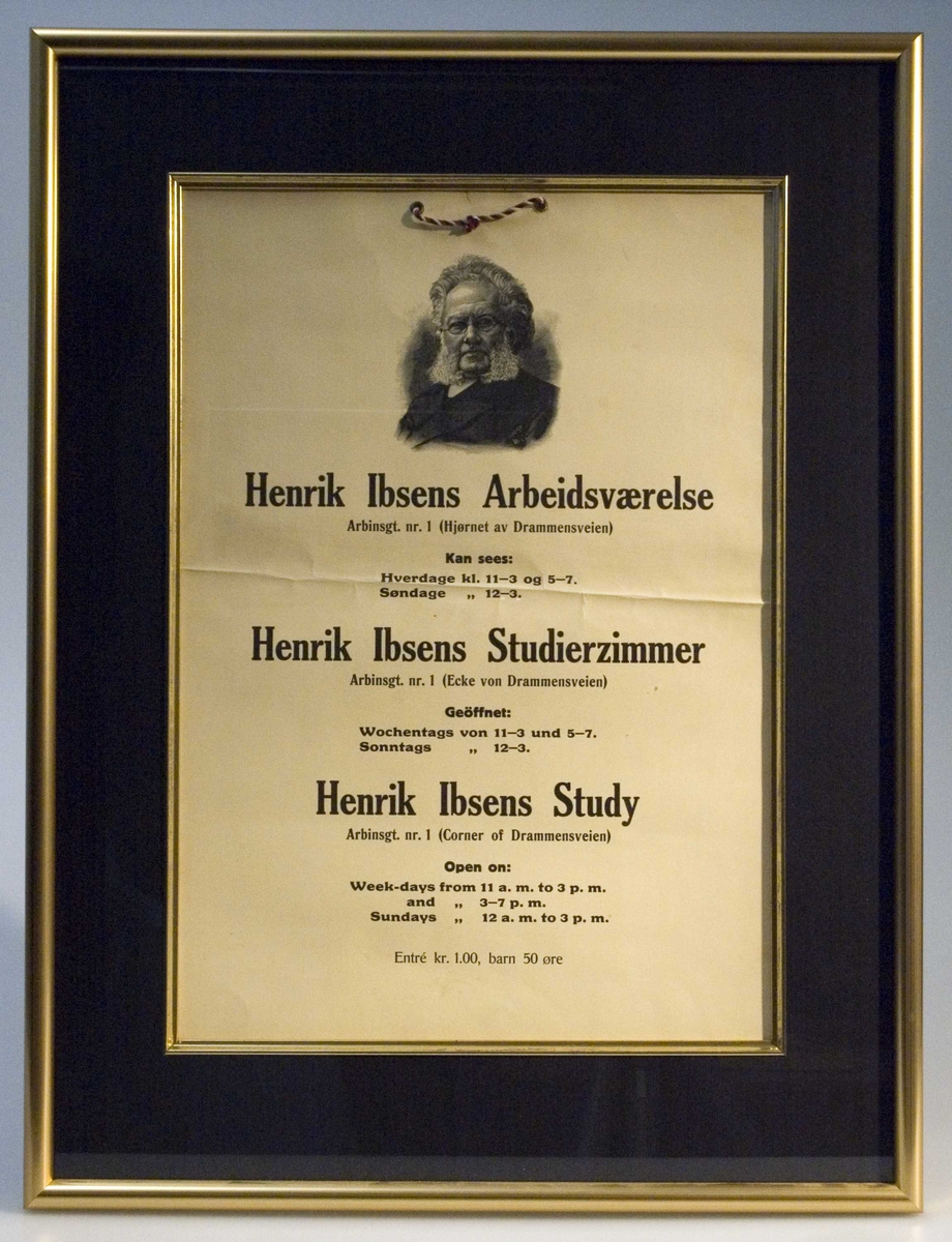 Oppstillingsliste: " ... Henrik Ibsens Arbeidsværelse..."