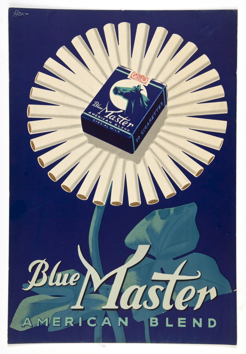 Reklame for Tiedemanns Blue Master tobakk.