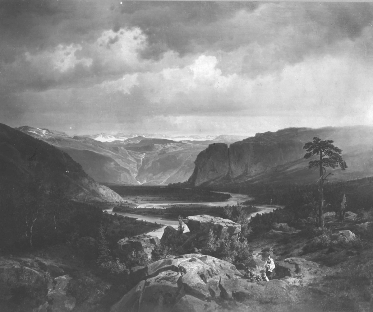 Setesdal, Valle, Homme og Einangen. Malt av J.F. Eckersberg.