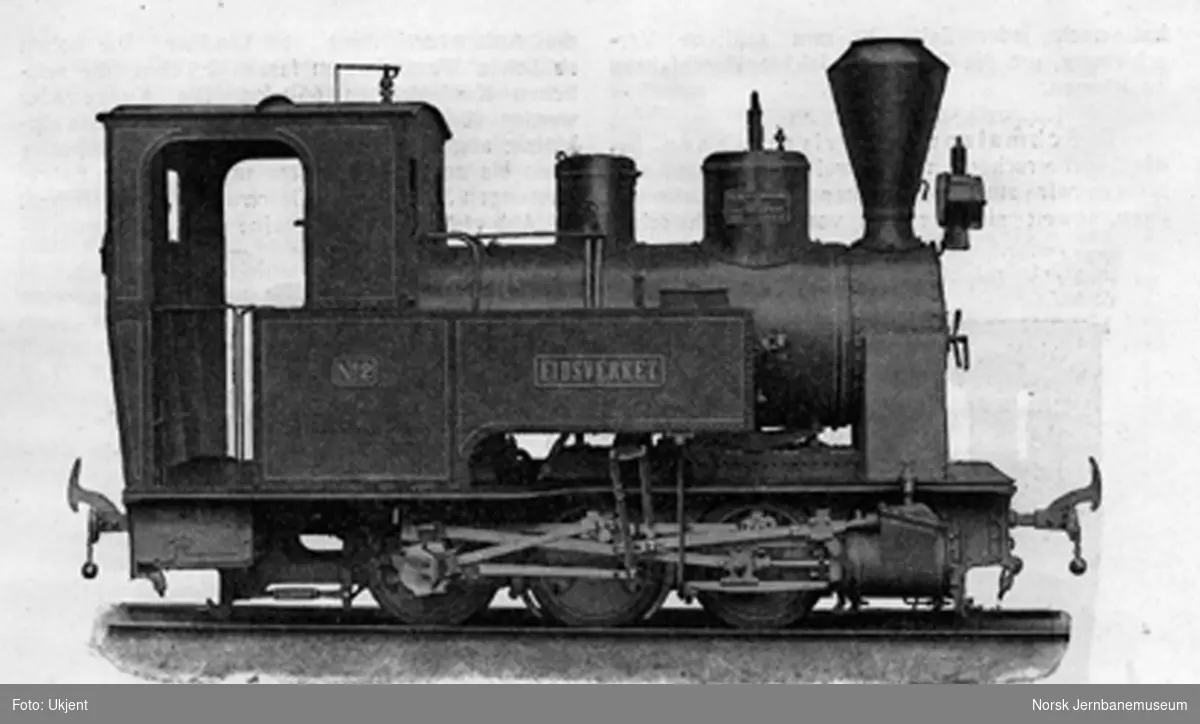 Leveransefoto av Urskog-Hølandsbanens damplokomotiv nr. 2 "Eidsverket" ved levering fra Sächsische Maschinenfabrik i Chemnitz