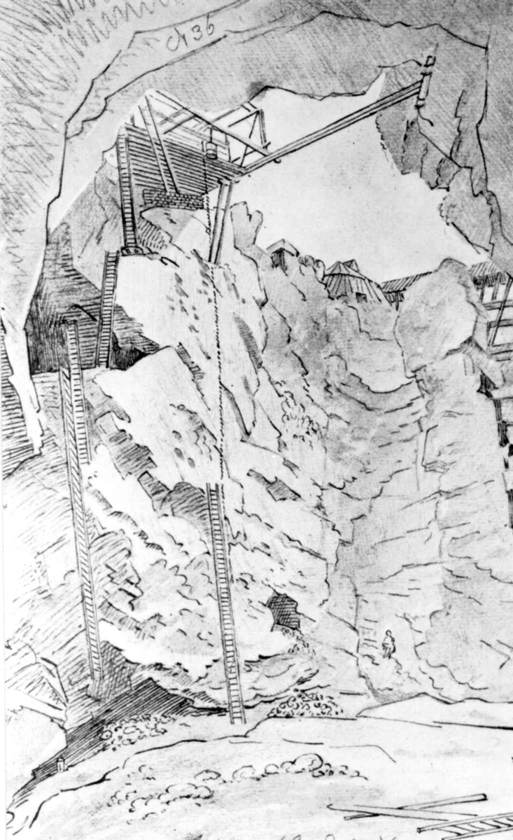 Jerngrube ved Arendal, Aust- Agder
Tegn. av J. W. Edy 1800
