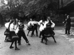 Norsk folkemuseums ungdomsleikarring opptrer, i anledning av