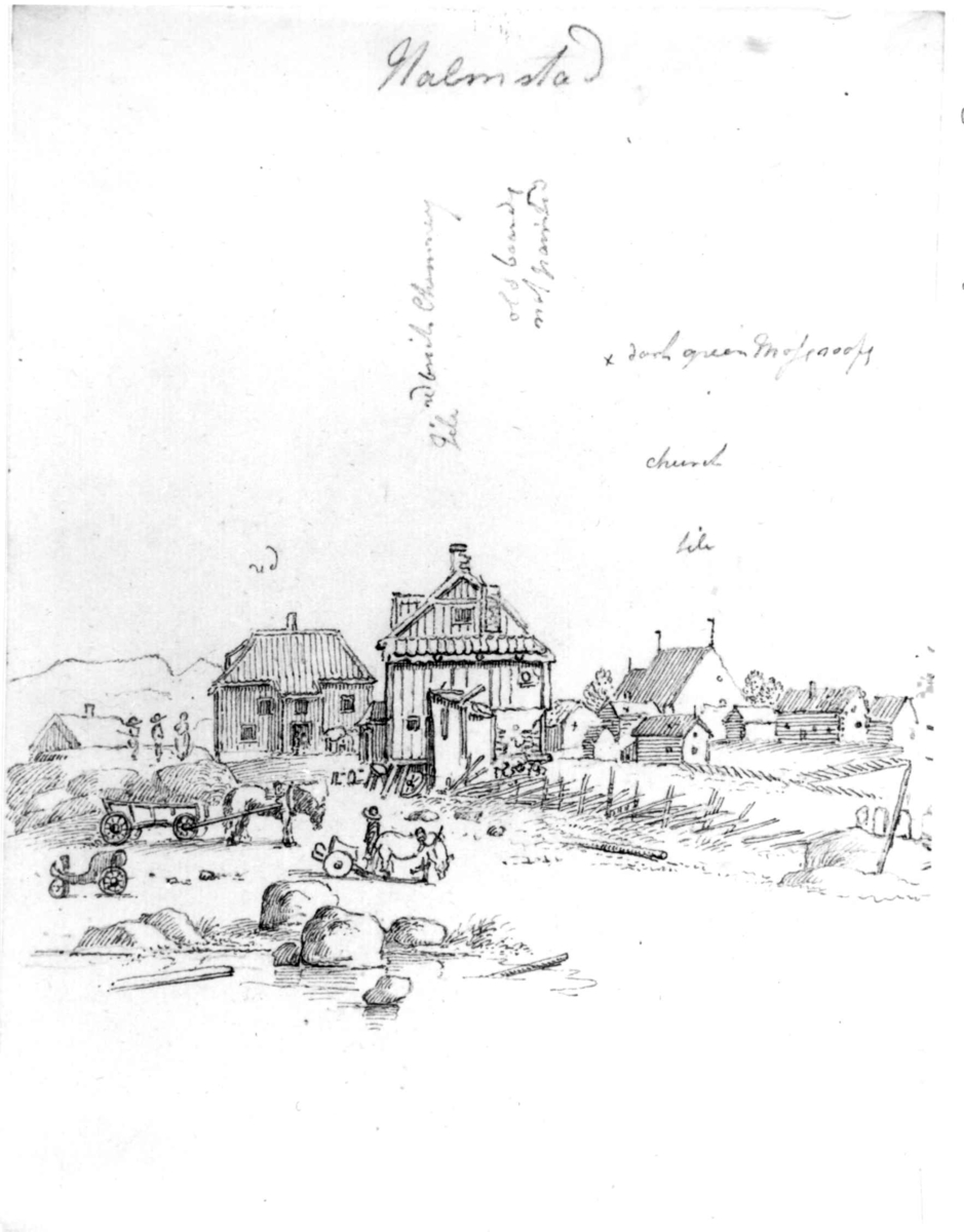 Halmstad
Fra skissealbum av John W. Edy, "Drawings Norway 1800".