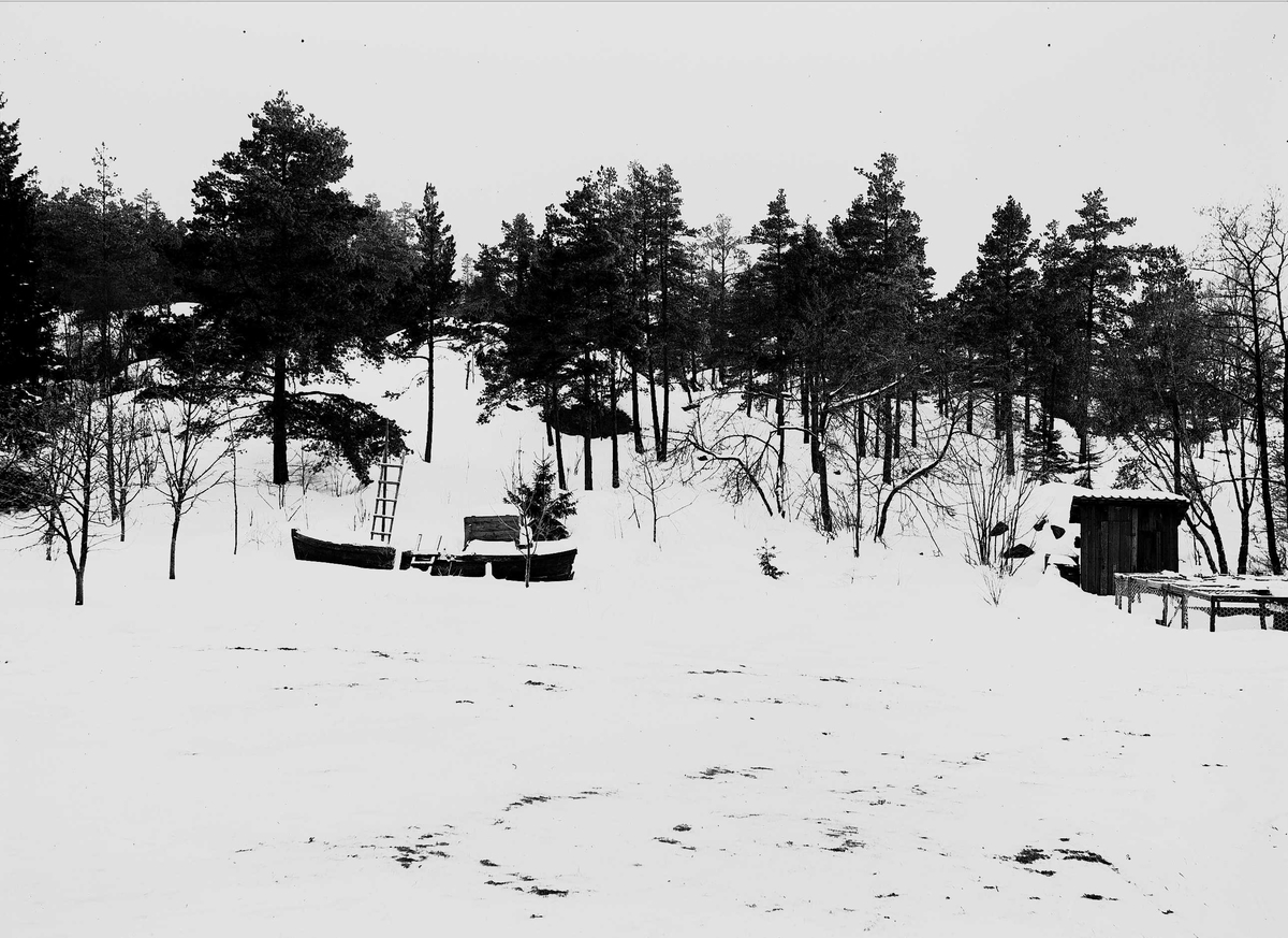 Vinterbilde fra gårdsplassen på Digerud, Frogn, Akershus, 1907.