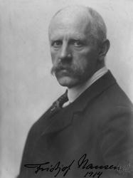 Signert portrett av Fridtjof Nansen fra en ramme med fotogra