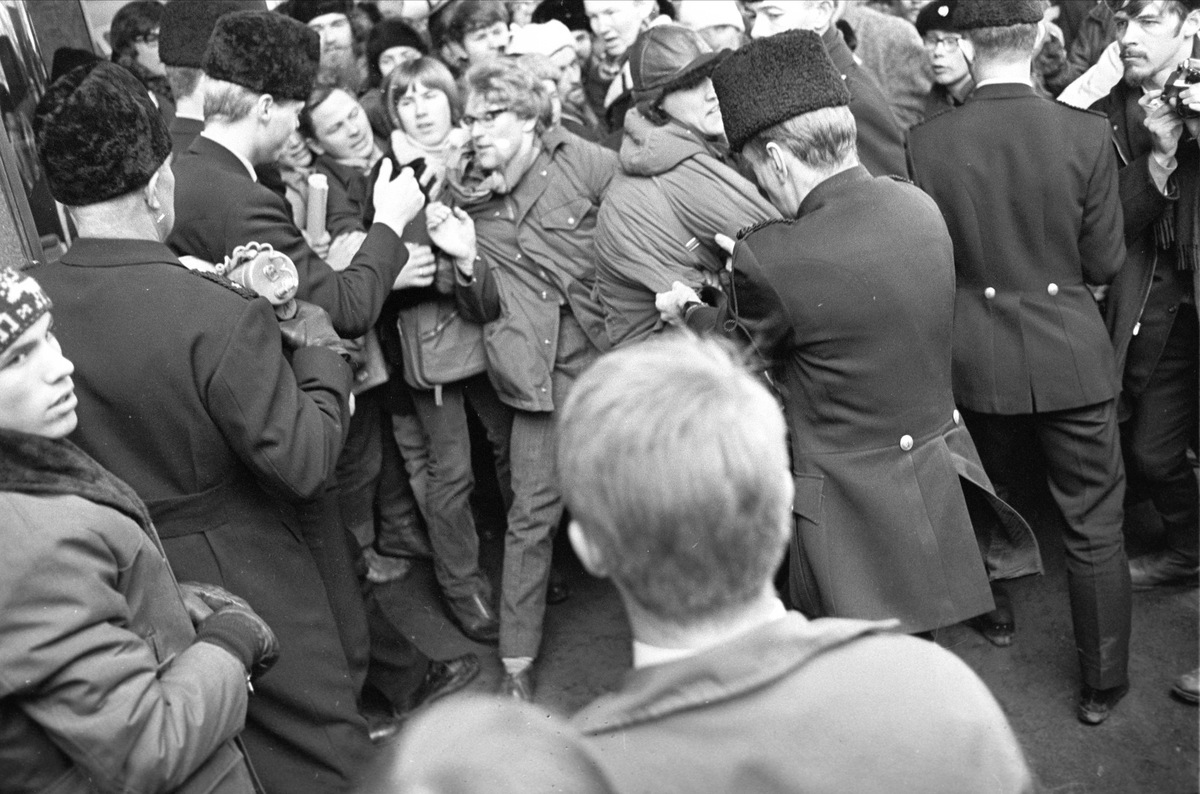 Oslo, mars 1969, demonstrasjoner. 