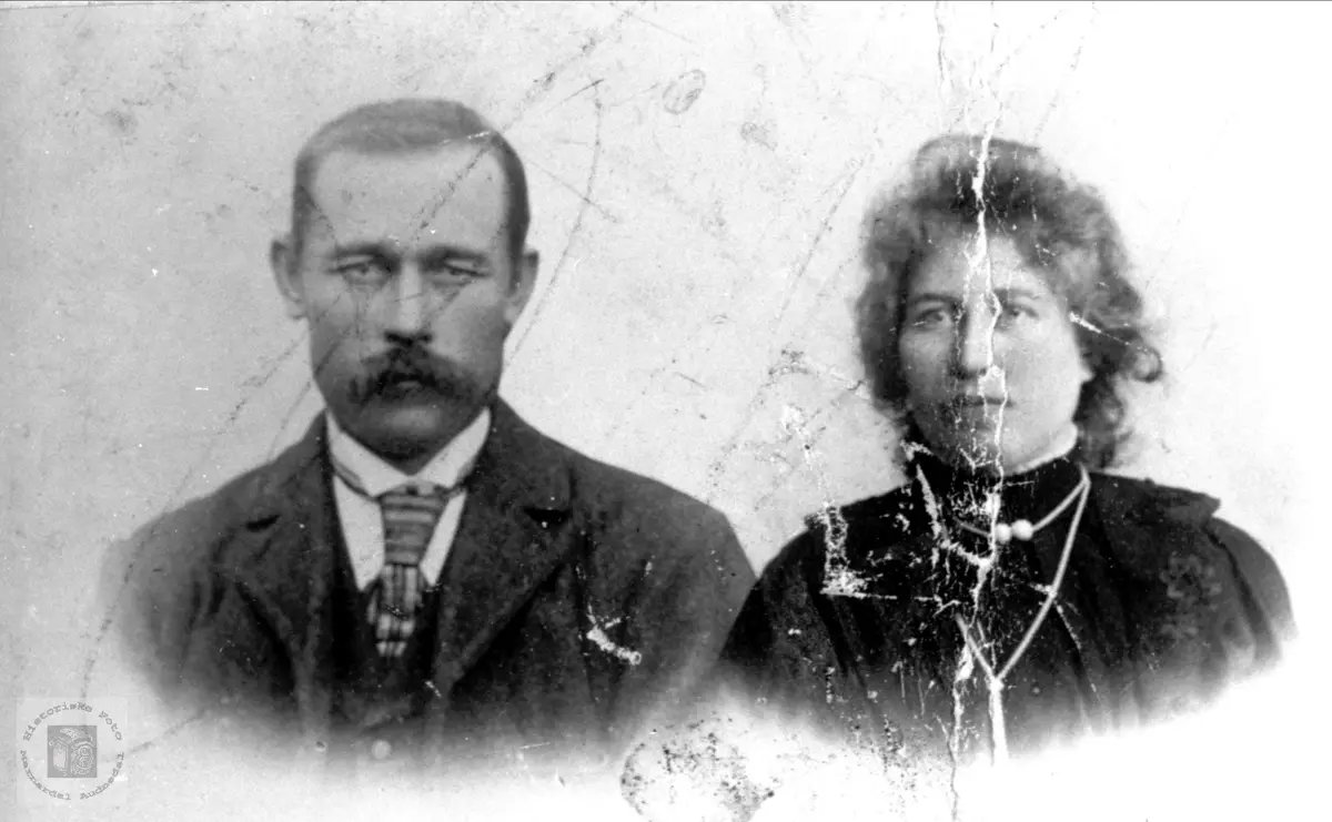 Portrett av Jens Hjemlestad og AnneSørine Sveinall gift Hjemlestad, Bjelland.