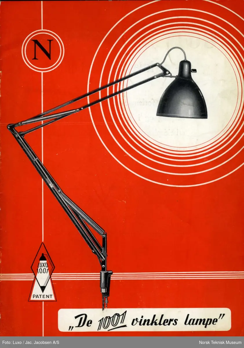 Reklame Luxo 1001 lampe, 1940-tallet, forside