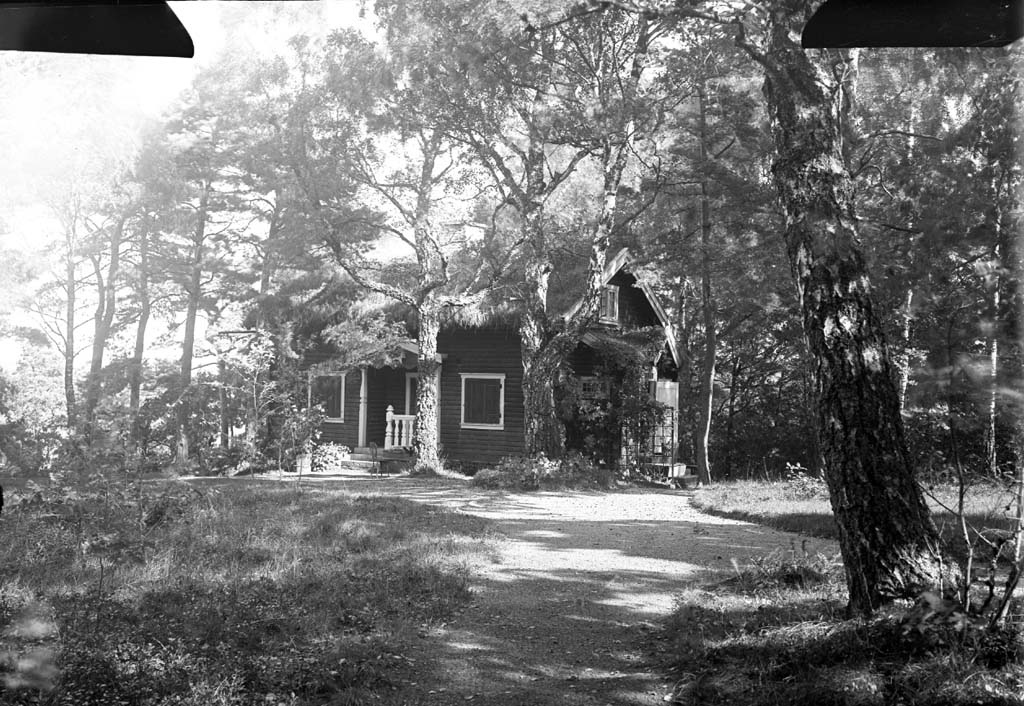 Lillstugan. "Sept. 1931 Konsulinnan Aspegren Stenungsön Partier av trädgård" enligt fotografen.