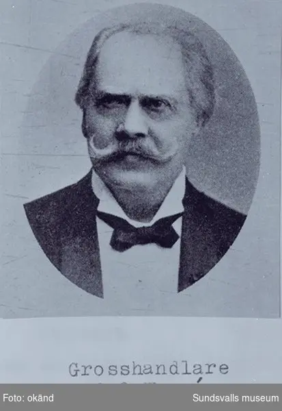 Porträtt på grosshandlare Carl Olof Wessén. Rastrerat foto.