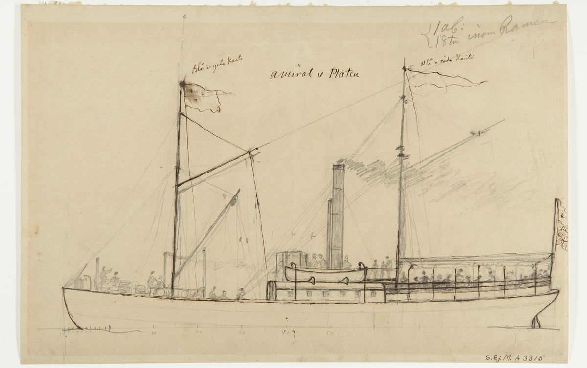 Ångfartyget Amiral von Platen, ritat av P. W. Cedergren.