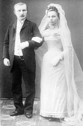 Reprodusert portrett av et brudepar.