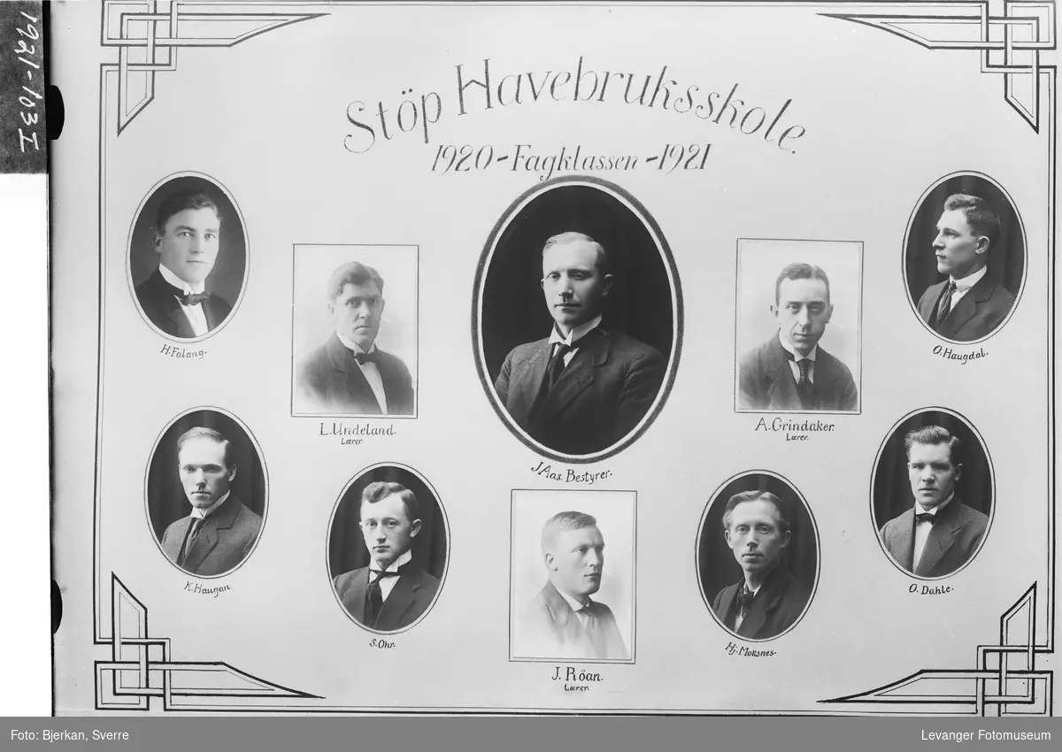 Lærere og elever ved Støp Havebruksskole 1920 - 21