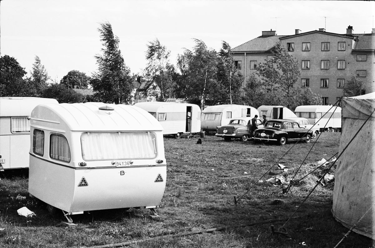Husvagnar bakom cirkustältet
