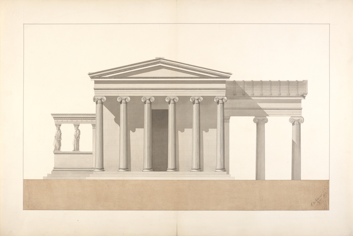 Erekhtheion på Akropolis [Fasadeoppriss] Nasjonalmuseet, arkitektursamlingene DigitaltMuseum