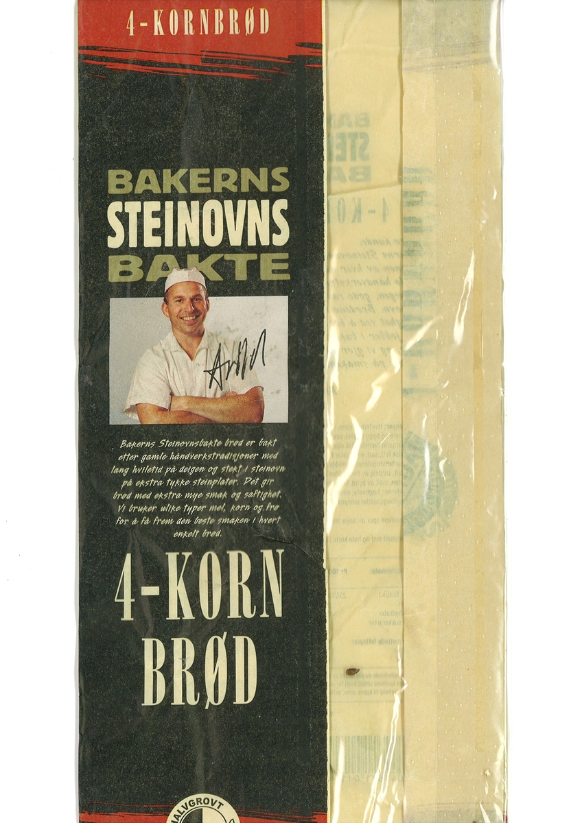 Forsiden: Et protrettfotografi av en baker i bakerklær. På fotografiet er en underskrift: Arild