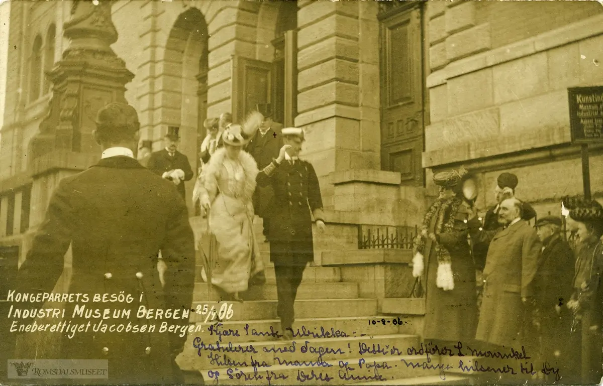 Kongeparets besøk i Industri Museum Bergen 25.04.1906. .(Kroningsreisen)