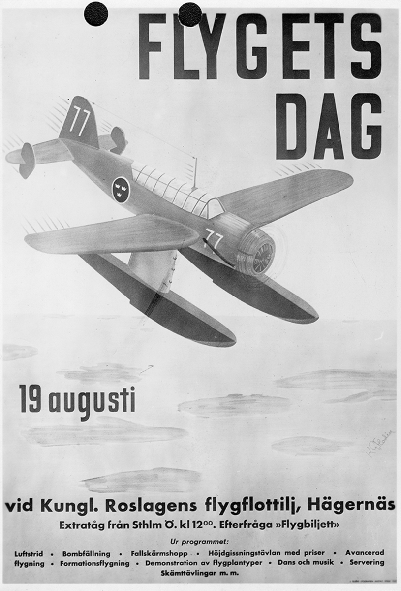 Affisch 'Flygets dag' F 2 Hägernäs 1945