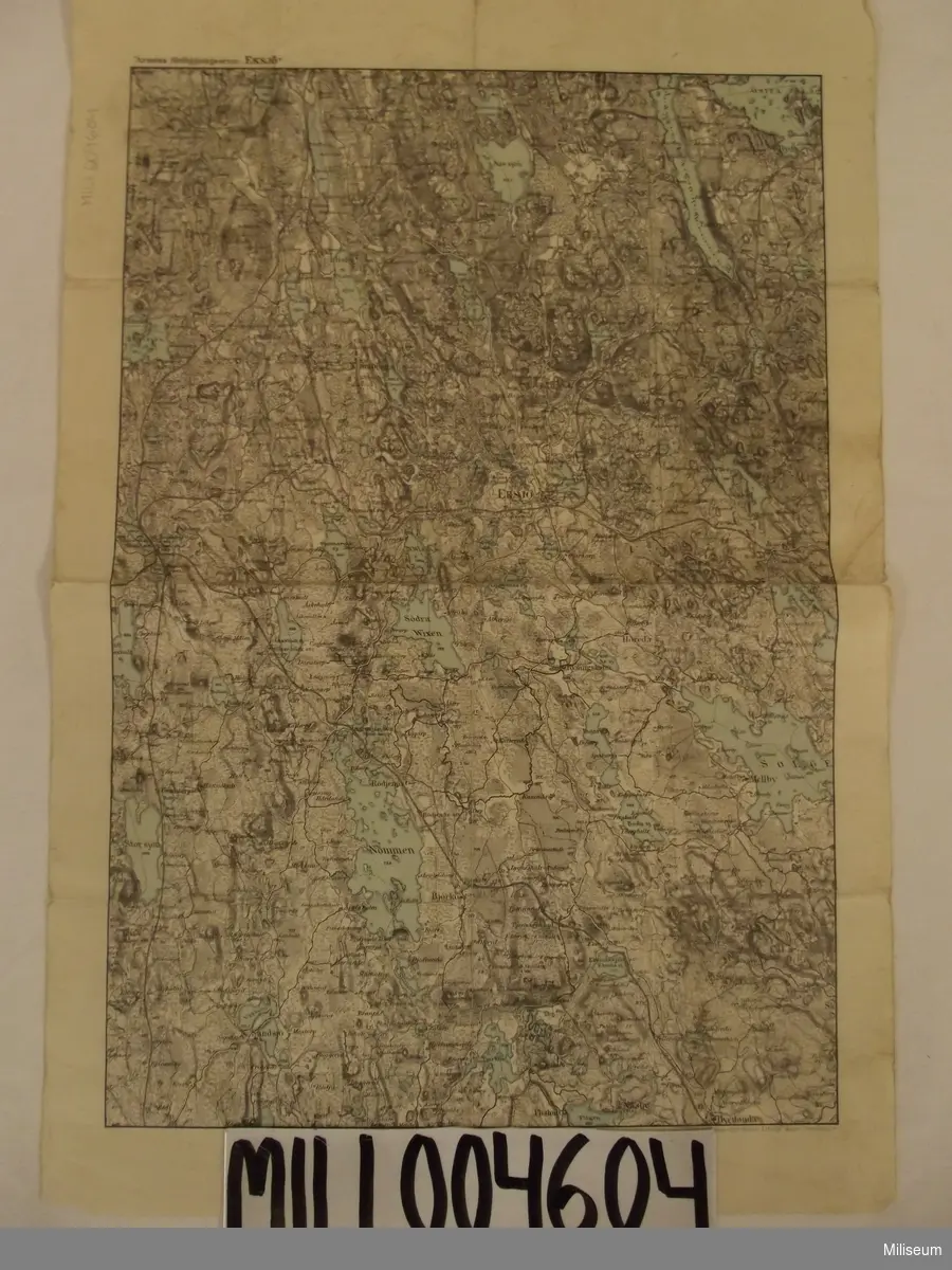 Karta, Arméns förläggningsorter: Eksjö. Skala 1:100000.