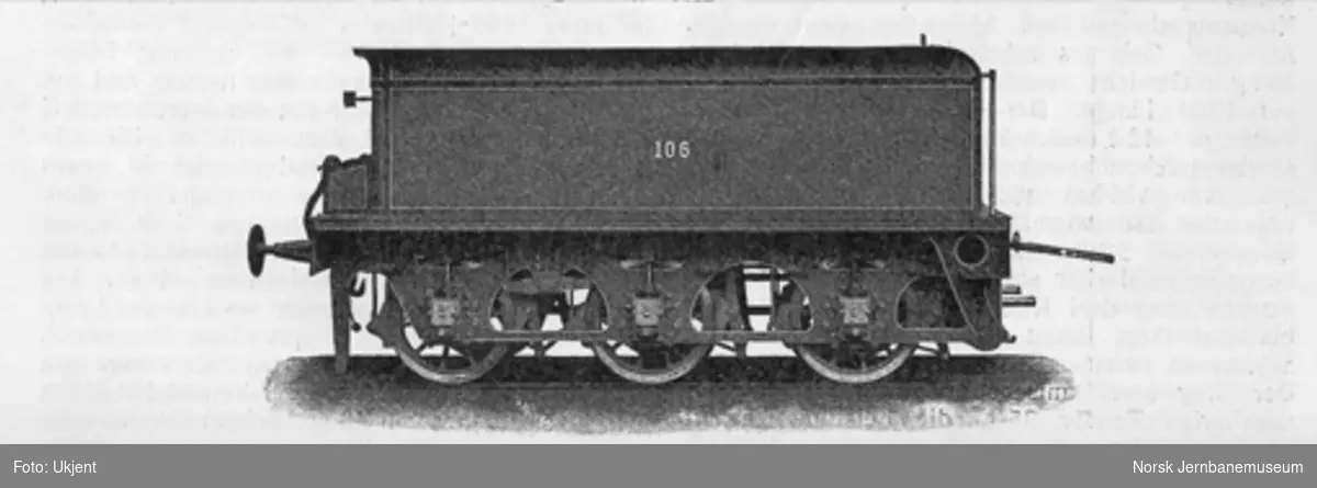Leveransefoto av damplokomotiv type 15a nr. 106 for Østfoldbanen fra Sächsische Maschinenfabrik; tenderen