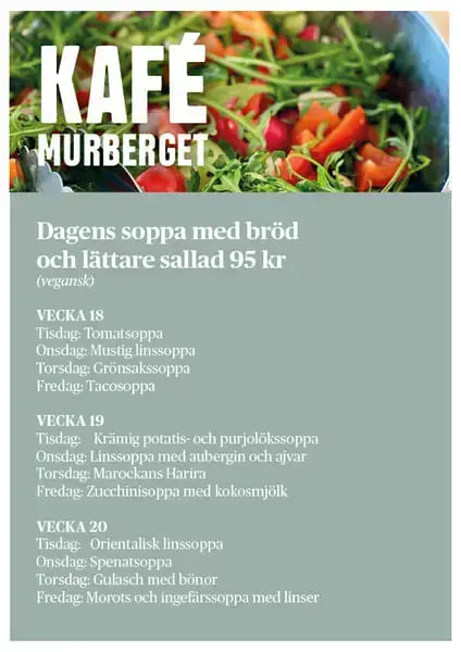 Meny Kafé Murberget vecka 18-20 2025